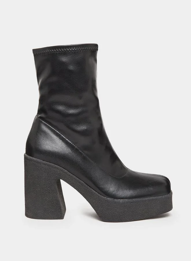 Styli Mid Calf Platform Heel Boots